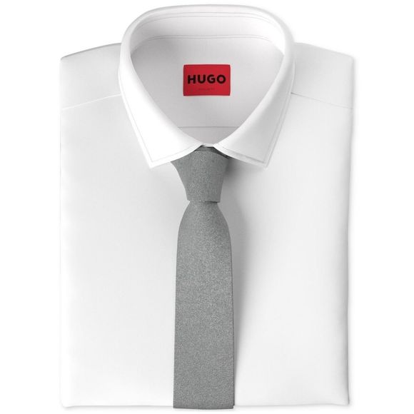 New with Tags Hugo Boss Men's Cotton Jacquard Tie Dark Grey One Size